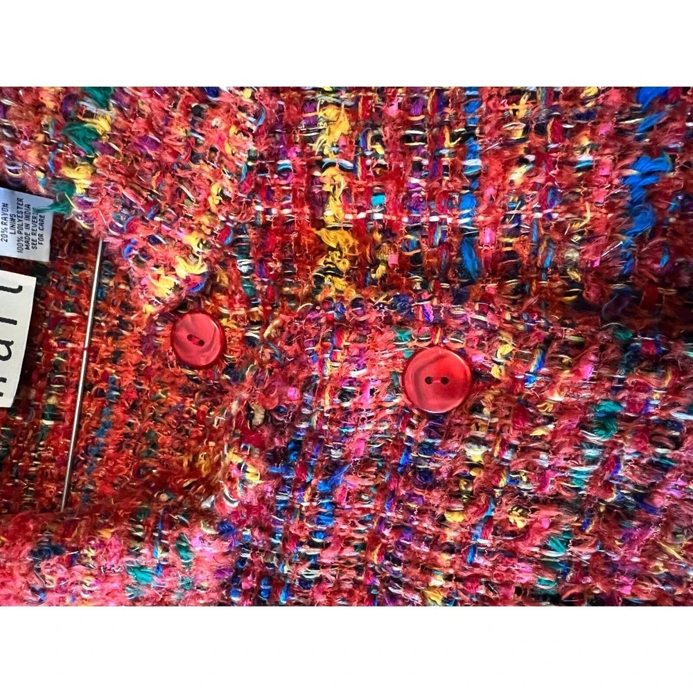 Keren Hart Vintage‎ Jacket Women's Size Large Colorful Art Yarn Glitter